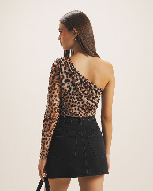 Top Animal Print Drapeado
