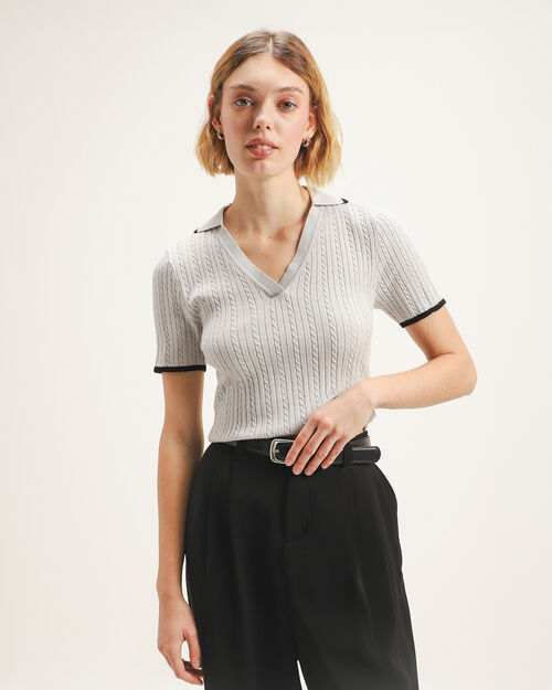 Polo Gris Manga Corta