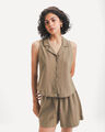 Camisa Beige Lino,VERDE EMPOLVADO