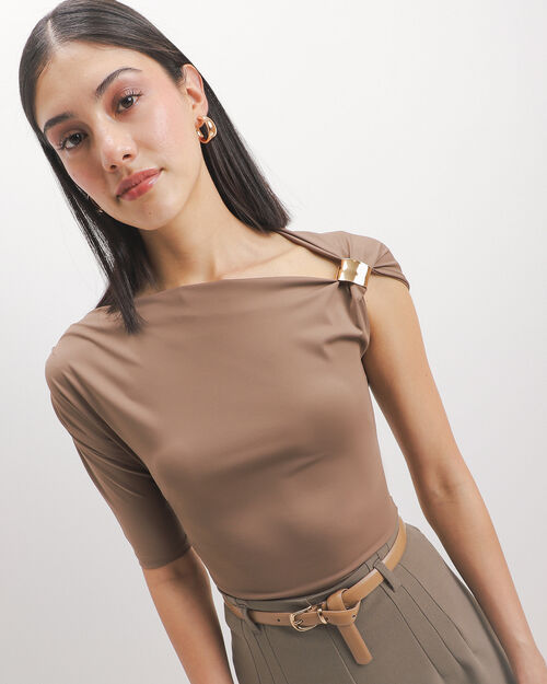 Blusa Caf&eacute; Drapeada