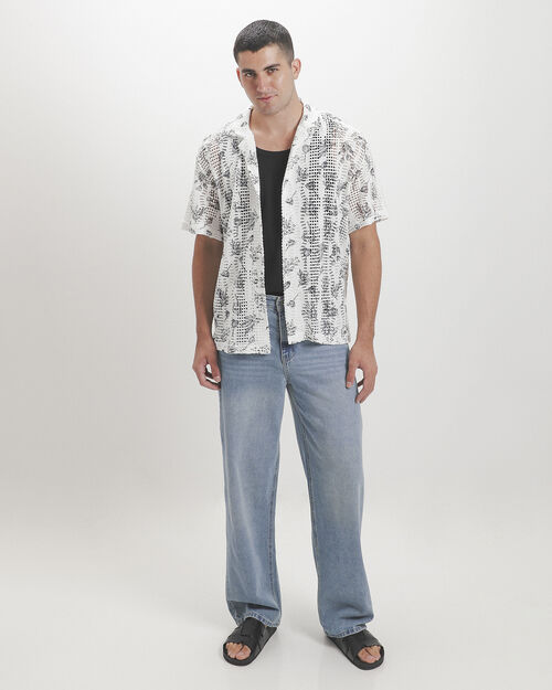 Camisa Beige Estampada