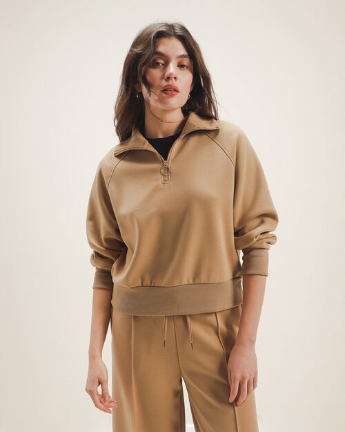 Sudadera Caf&eacute; Con Zipper