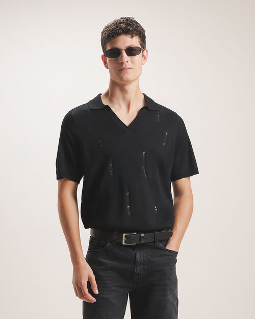Polo Negra De Punto