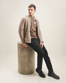 Chamarra Fit Regular Gamuza,BEIGE