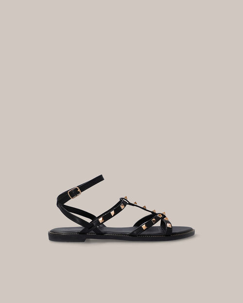 Sandalias Planas Tiras Negras