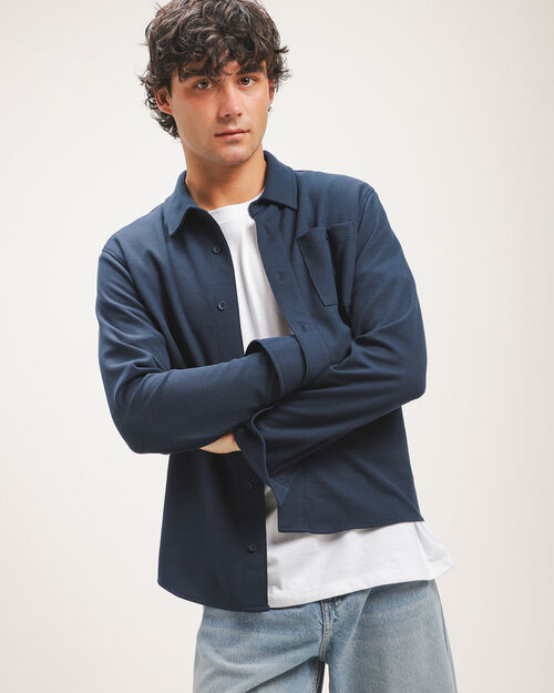 Polo Manga Larga Azul