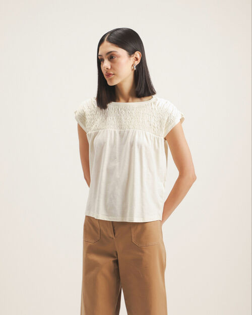 Blusa Beige Smock
