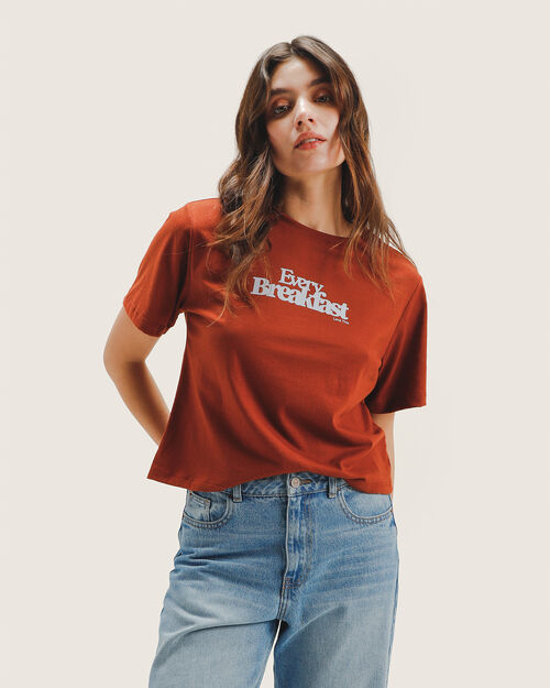 Playera Caf&eacute; Texto Gr&aacute;fico