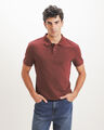 Polo Roja Textura,ROJO OBSCURO