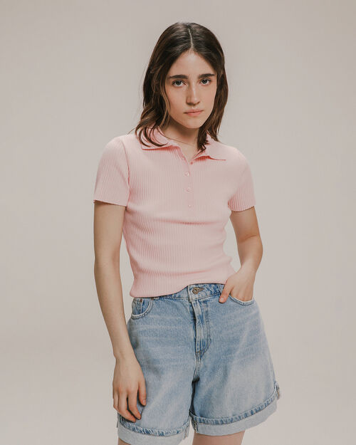 Polo Manga Corta Rosa