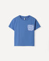 Playera Blanca Flores,AZUL INDIGO