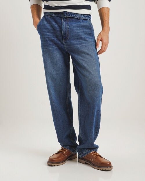 Jeans Azul Con Cintur&oacute;n