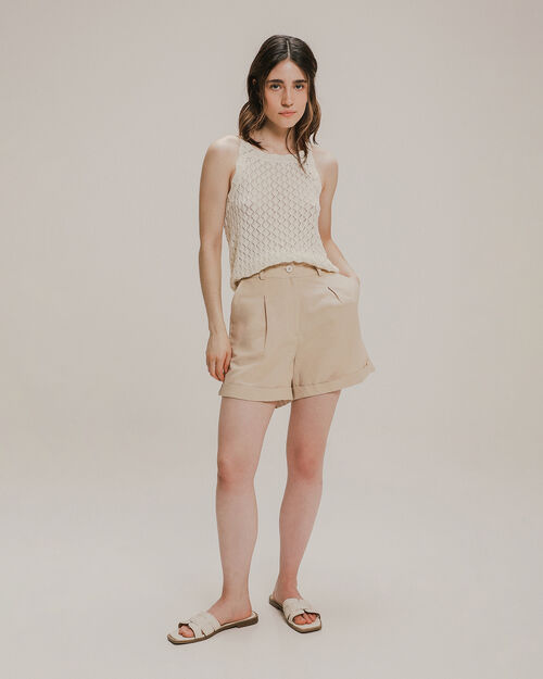 Short Beige Con Pinzas