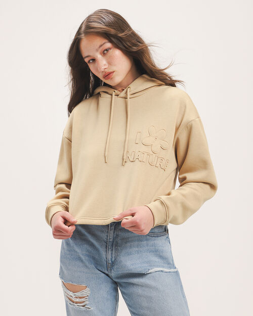 Hoodie Beige Cropped