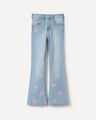 Jeans Flare Bordado Floral,AZUL CIELO