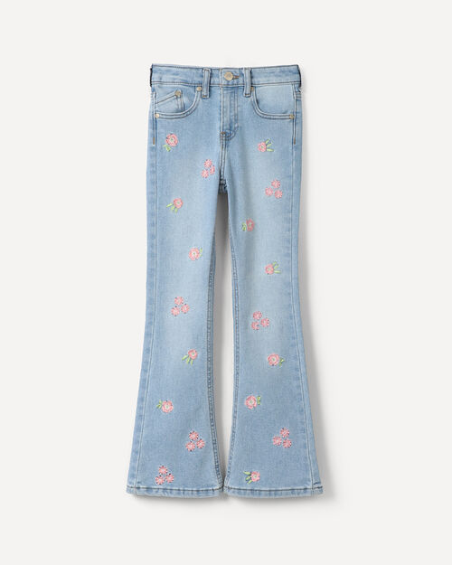 Jeans Flare Bordado Floral