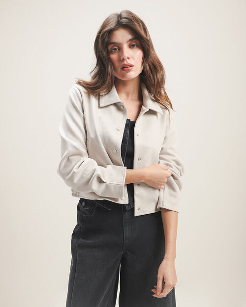 Chamarra Beige Botones