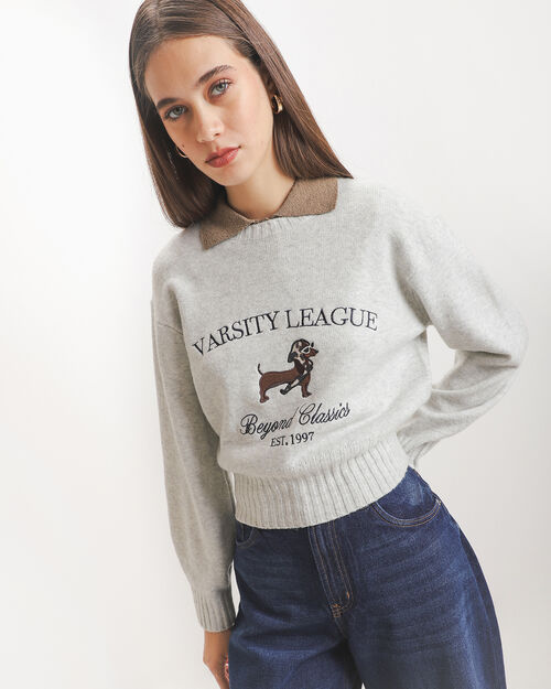 Su&eacute;ter Gris Varsity