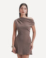 Vestido Corto Textura,CAFE