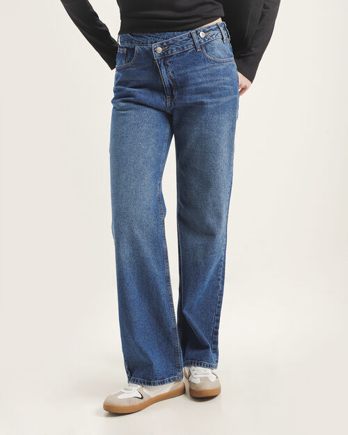 Jeans Fit Straight Cruzado