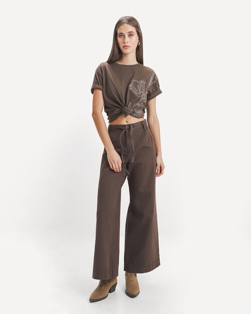 Pantal&oacute;n Caf&eacute; Wide Leg