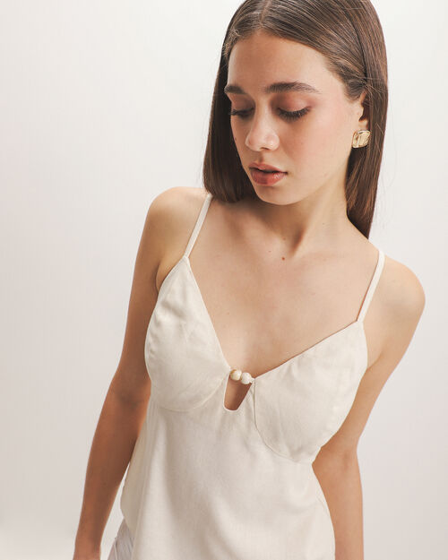 Top Beige Tirantes