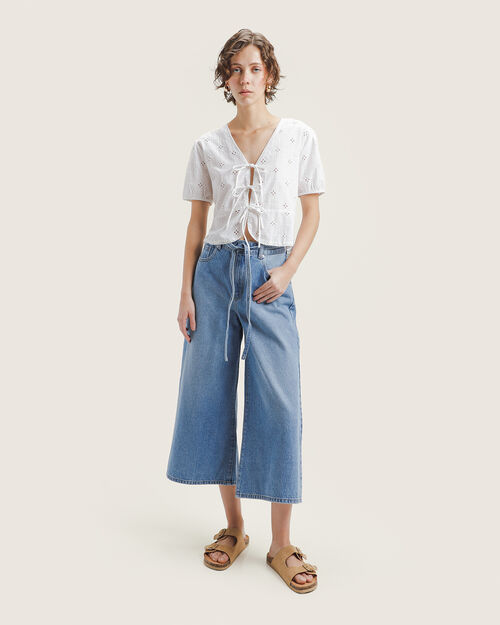 Jeans Fit Culotte Azul