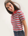 Polo Cropped Rayas,ROJO P1