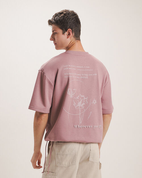 Playera Rosa Estampada