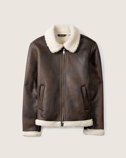 Chamarra Café Efecto Piel