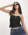 Top Mesh Strapless,NEGRO