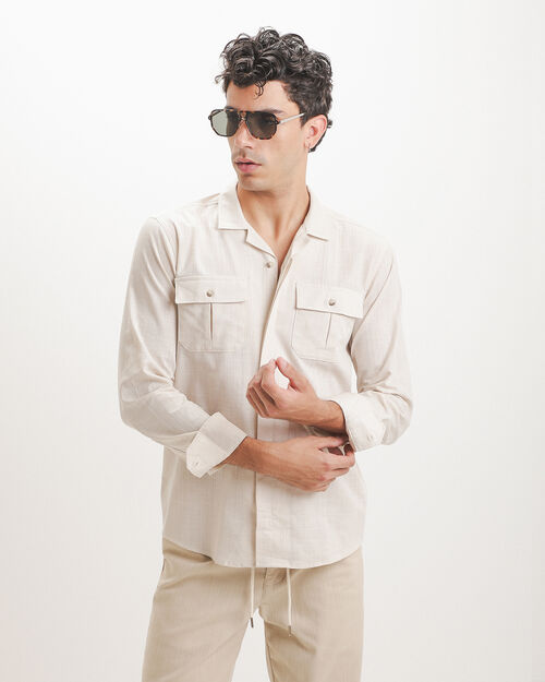 Camisa Beige Bolsillos