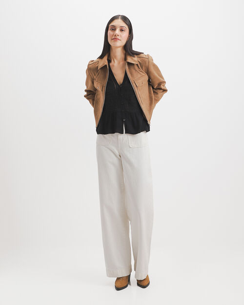 Chamarra Caf&eacute; Gamuza