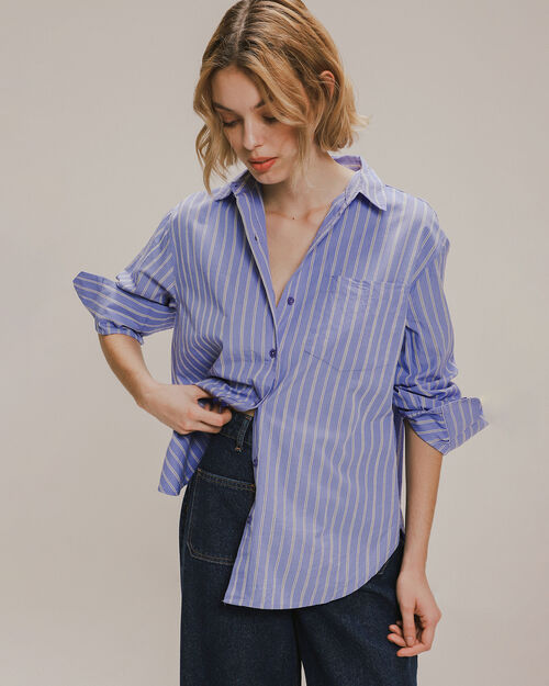 Camisa Oversize Azul Rayas
