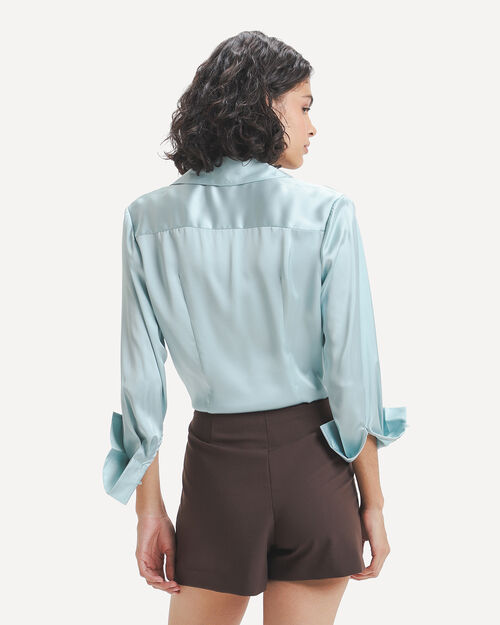 Camisa Azul Satinada