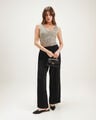 Pantal&oacute;n Fit Wide Leg,NEGRO