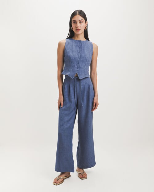 Pantal&oacute;n Azul Wide Leg