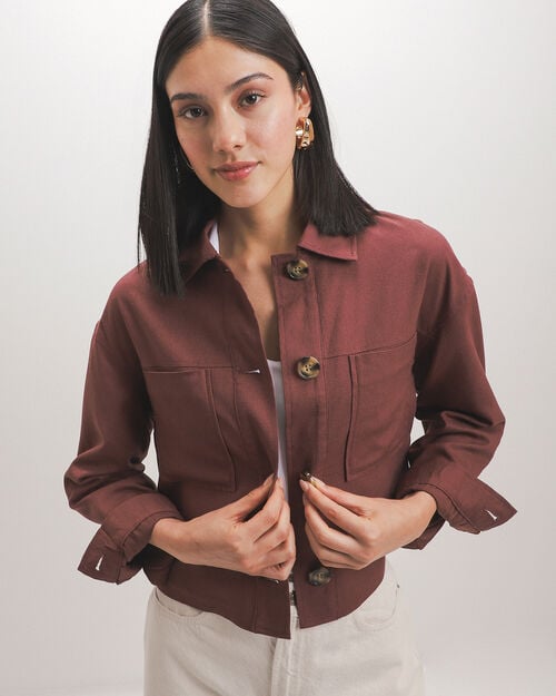 Chamarra Cropped Caf&eacute;