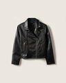 Chamarra Biker Negra Efecto Piel,NEGRO