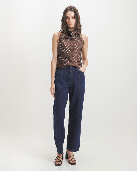 Straight Jeans Costuras Azul