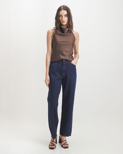 Straight Jeans Costuras Azul