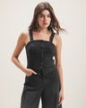 Top Mezclilla Con Tirantes,NEGRO