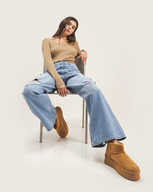 Jeans Azul Fit Wide Leg