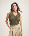 Top Beige Crochet,OLIVO MEDIO