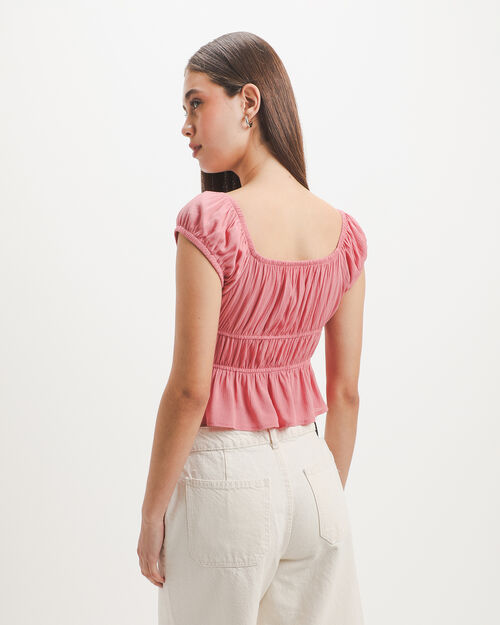 Blusa Rosa Peplum