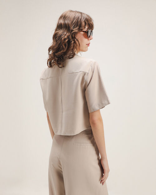 Camisa Cropped Beige