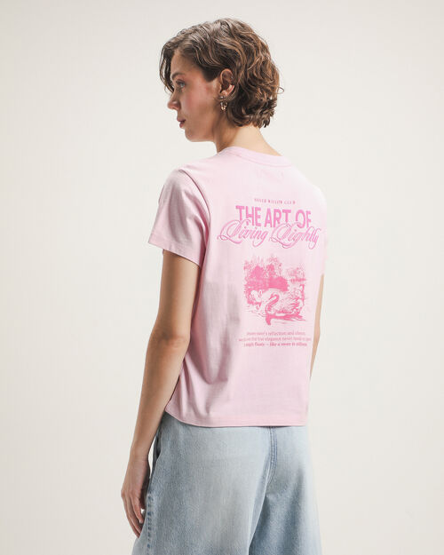 Playera Rosa Estampada