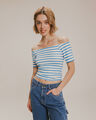 Top Off Shoulder Verde,AZUL CIELO