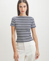 Playera Azul Rayas,BLANCO HUESO