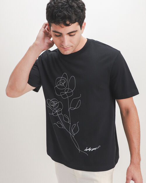 Playera Negra Estampado